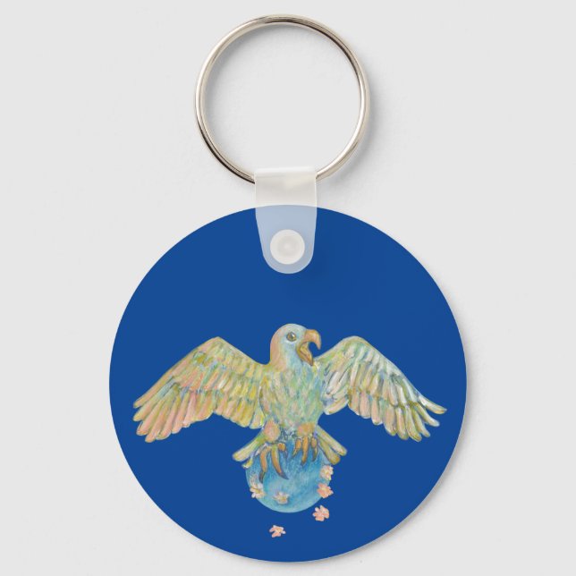 Eagle trägt Earth Deep Blue Schlüsselanhänger (Vorderseite)