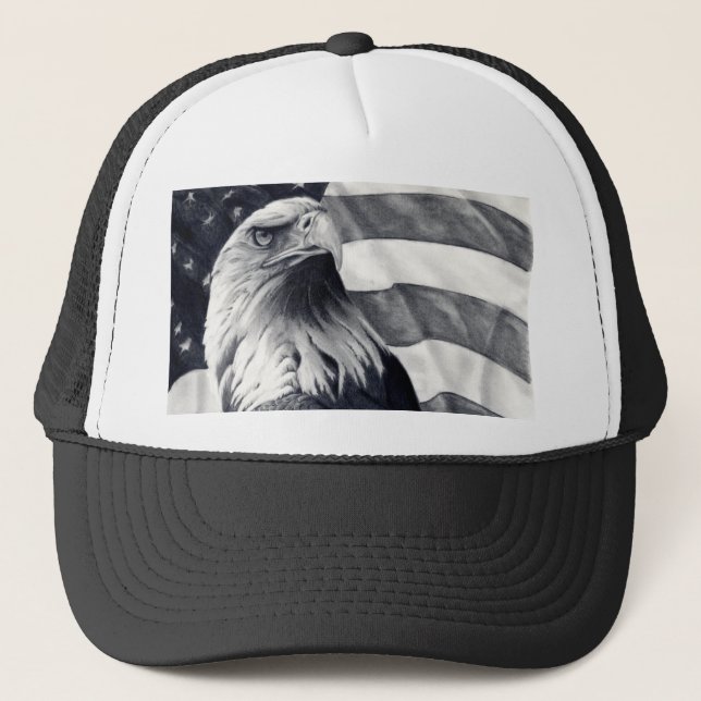 Eagle u. Flaggen-Hut Truckerkappe (Vorderseite)