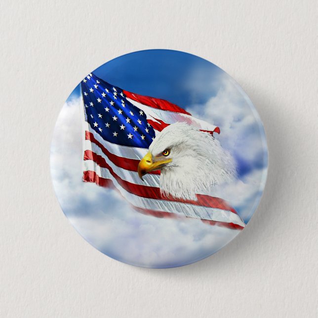 Eagle und amerikanische Flagge Button (Vorderseite)