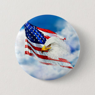 Eagle und amerikanische Flagge Button