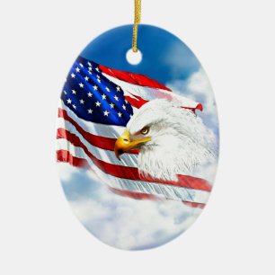 Eagle und amerikanische Flagge Keramik Ornament