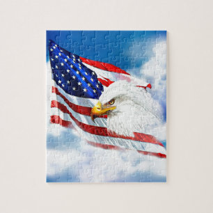 Eagle und amerikanische Flagge Puzzle