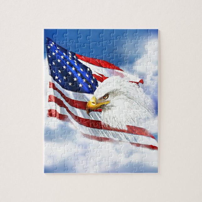 Eagle und amerikanische Flagge Puzzle (Vertikal)