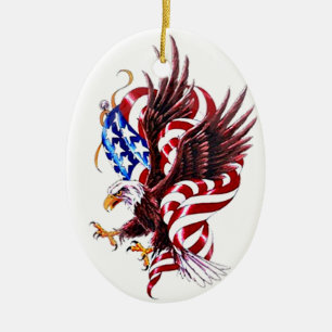 Eagle und amerikanische Flagge Tatoo Keramikornament
