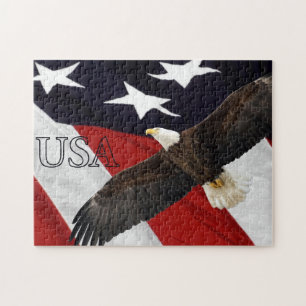 Eagle und die amerikanische Flagge USA Puzzle