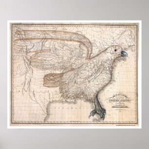 Eagle United Staaten Map 1832 Poster