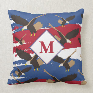 Eagle USA Patriotic American Flag Monogram Kissen