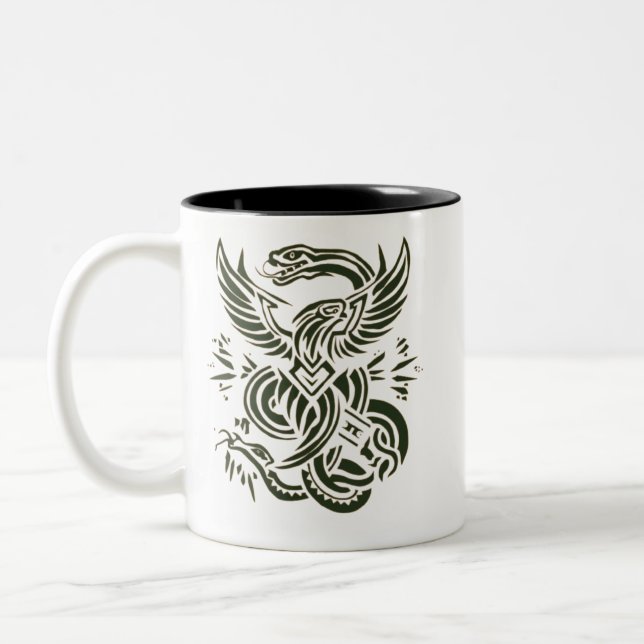 "Eagle vs Snake Design Tasse" #Tasse Zweifarbige Tasse (Links)