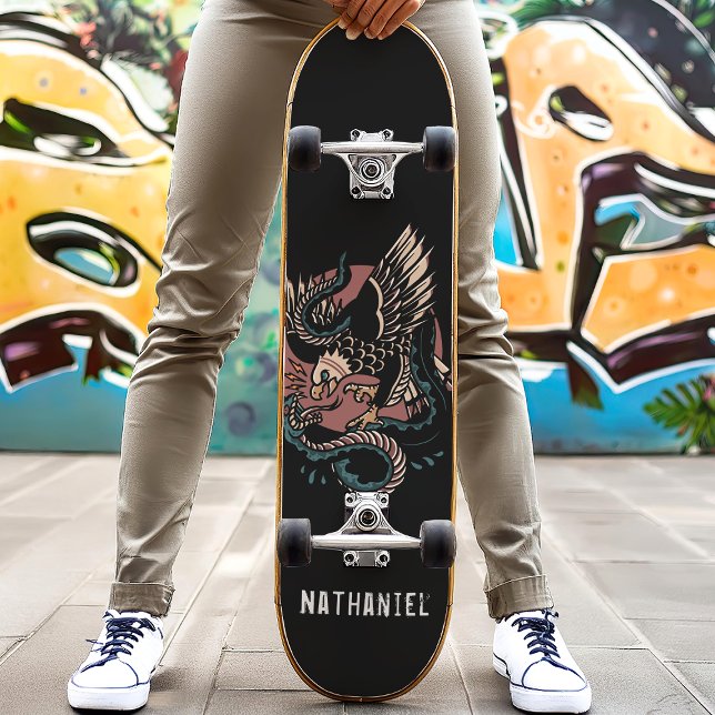 Eagle Vs Snake Retro Tattoo Style Individuelle Nam Skateboard (Von Creator hochgeladen)
