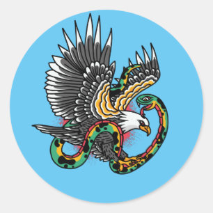 Eagle vs Snake Tattoo Design Runder Aufkleber