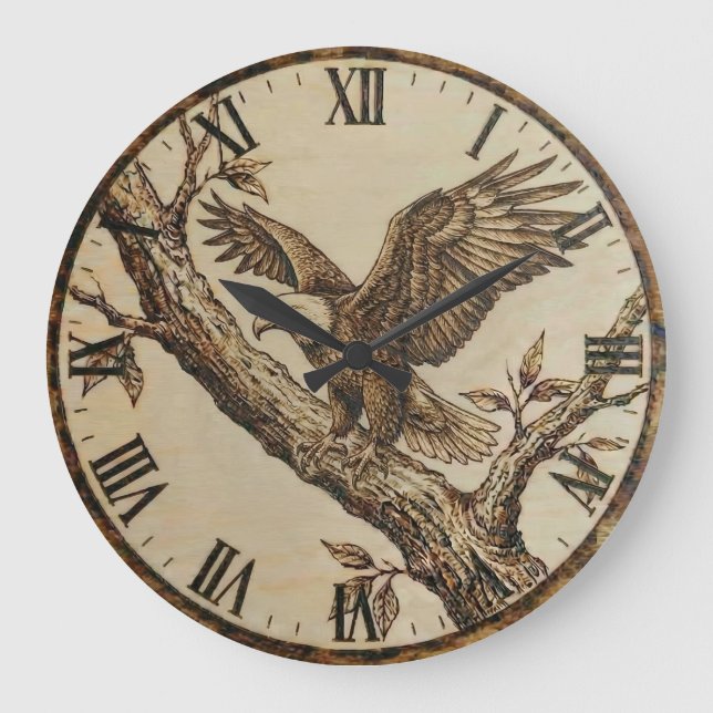 Eagle Wall Clock - Symbol of Strength Große Wanduhr (Vorderseite)