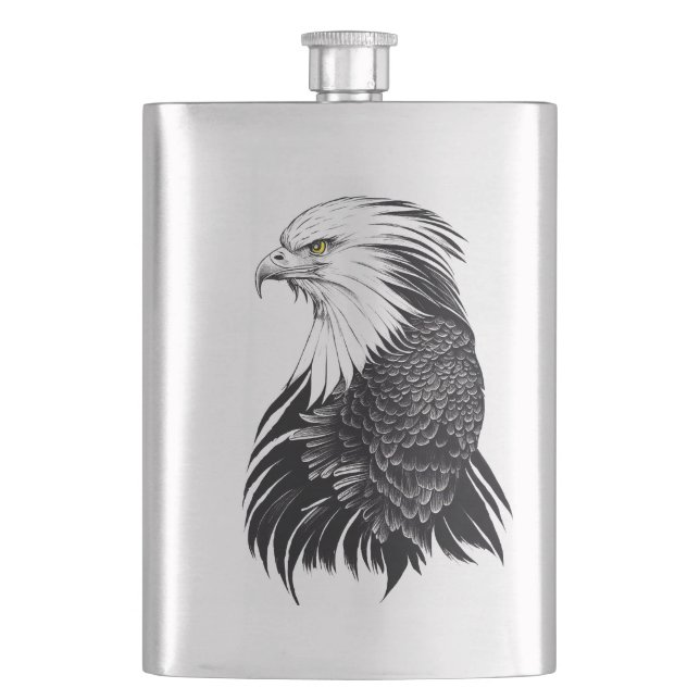 Eagle Wild Animal Nature Illustration Art Flachmann (Vorderseite)