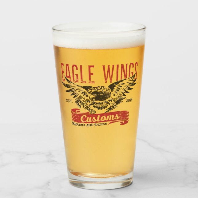 Eagle Wings Beer Glass Glas (Vorne (Gefüllt))