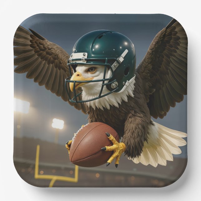 Eagle With a Football in a Sports Stadium Pappteller (Vorderseite)