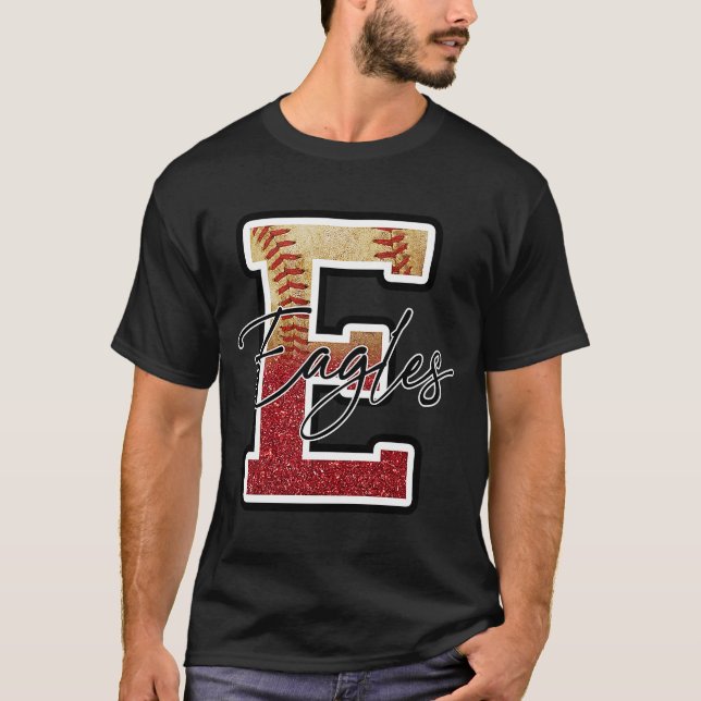 Eagles Baseball Team Mascot Pride School T-Shirt (Vorderseite)