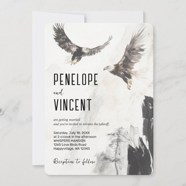 Eagles Flight 2 Wasserfarbart Einladung (Vorderseite)