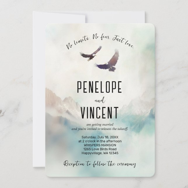 Eagles Flight Aquarellkunst Einladung (Vorderseite)