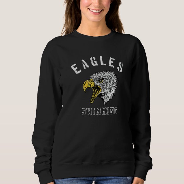 Eagles Swimming School Spirit Team Mascot Game Nig Sweatshirt (Vorderseite)