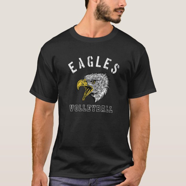 Eagles Volleyball School Spirit Team Mascot Spiel  T-Shirt (Vorderseite)