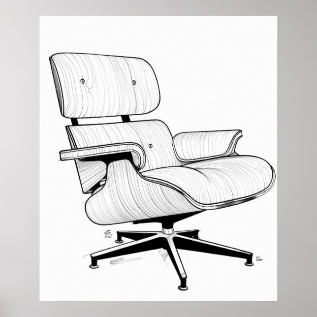 Eames Chair Mitte des Jahrhunderts moderne minimal Poster (Vorne)