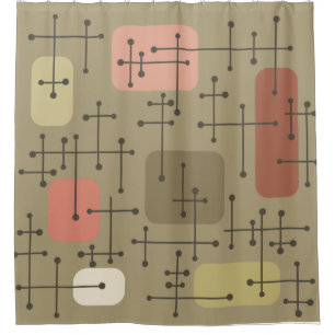 Eames Era Art Crosshairs Botanical aus den 1950er Duschvorhang