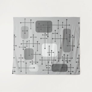 Eames Era Art Crosshairs Gray der 50er Jahre Wandteppich