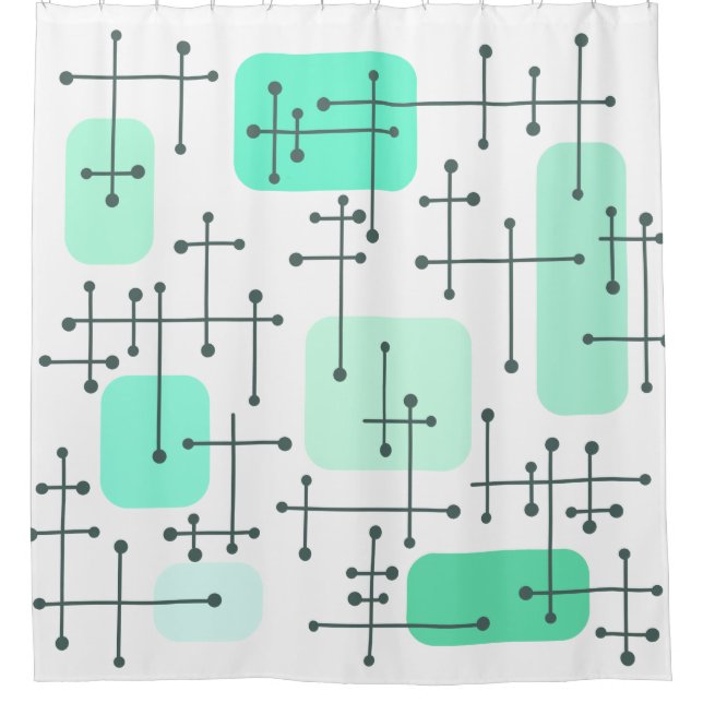 Eames Era Art Crosshairs Mint Duschvorhang (Vorderseite)