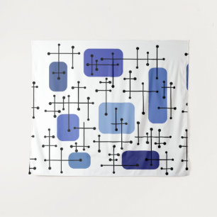 Eames Era Art Crosshairs White Blue 1950 Wandteppich