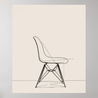 Eames Mid Jahrhundert moderne minimalistische schw Poster