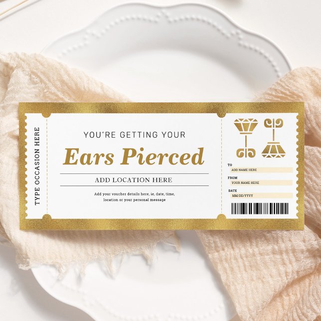 Ear Piercing Gold Geschenkgutschein Einladung (Von Creator hochgeladen)