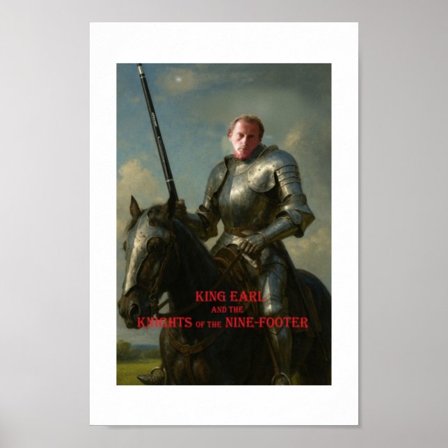 Earl Strickland auf Pferd, in Rüstung, mit großem  Poster (Vorne)
