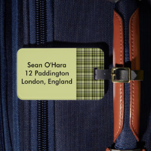 Earle Green Kariert Luggage Tag Gepäckanhänger