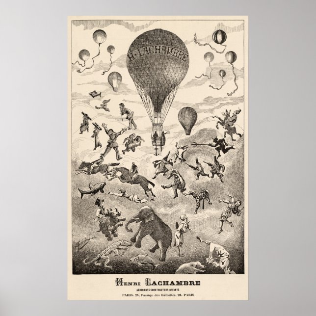 Early BALLOON Maker Henri Lachambre Werbung Poster (Vorne)