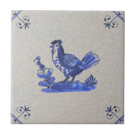 Early Blue Delft handgemalt Hen Antique Repro  Fliese