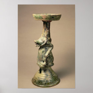 Early Chinese pottery lamp, tomb artefact Poster