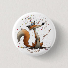 Early January Fox New Year Button