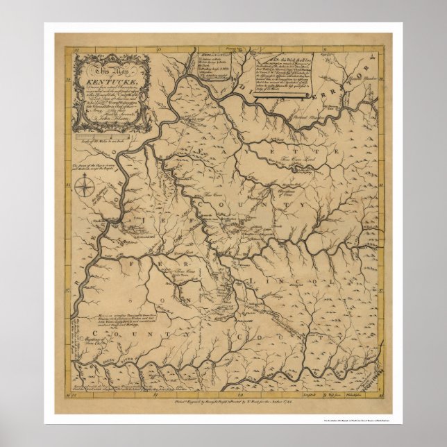 Early Kentucky Map - 1784 Poster (Vorne)