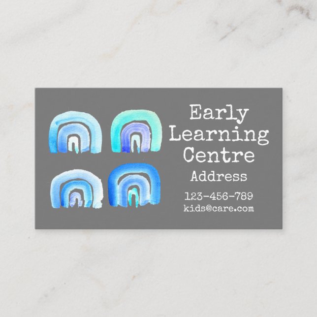 Early Learning Center Daycare Blue Regenbogen Visitenkarte (Vorderseite)