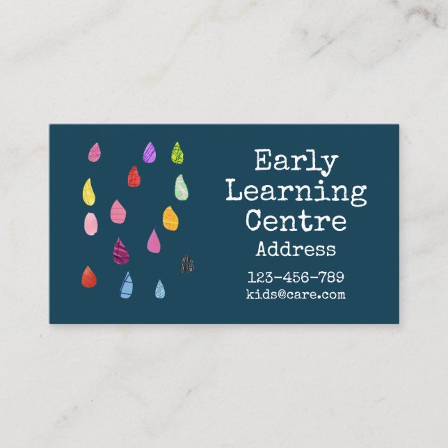 Early Learning Center Daycare Raindrop Art Visitenkarte (Vorderseite)