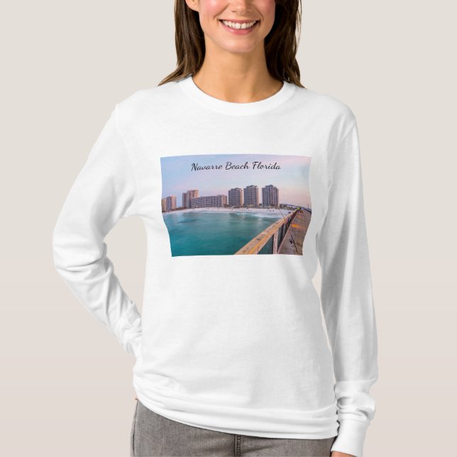 Early Navarra Beach Florida Fischen Langschläfchen T-Shirt (Vorderseite)