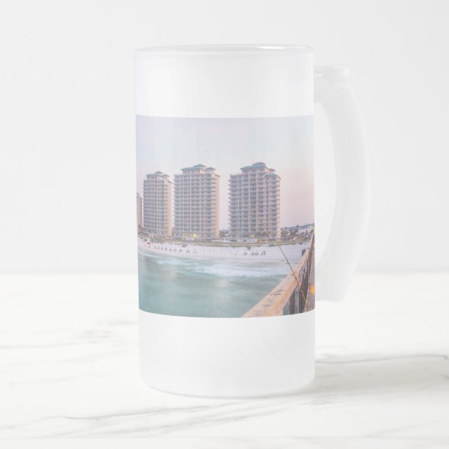 Early Navarre Beach Florida Fischen Mattglas Bierglas (VorderseiteRechts)