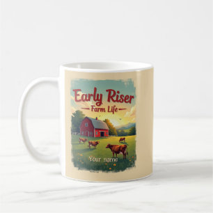 Early Riser Retro Farm Stall Szene Kaffeetasse