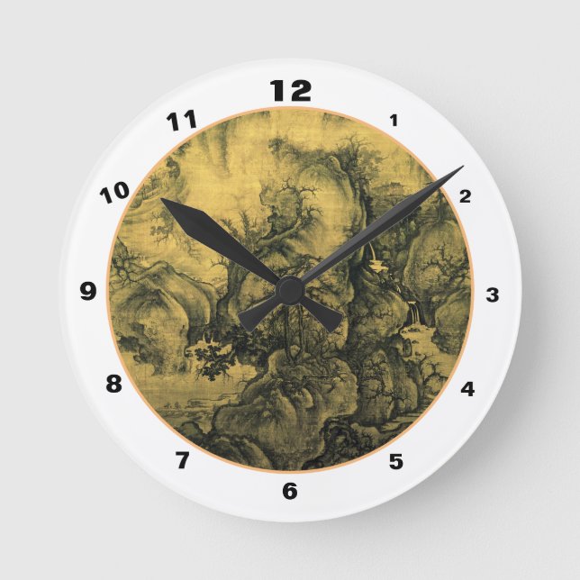 Early Spring & Guo Xi - Chinesische Kunst/kaiserli Runde Wanduhr (Vorderseite)