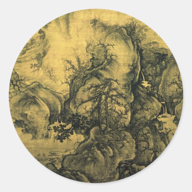 Early Spring & Guo Xi - Chinesische Kunst/kaiserli Runder Aufkleber (Vorderseite)