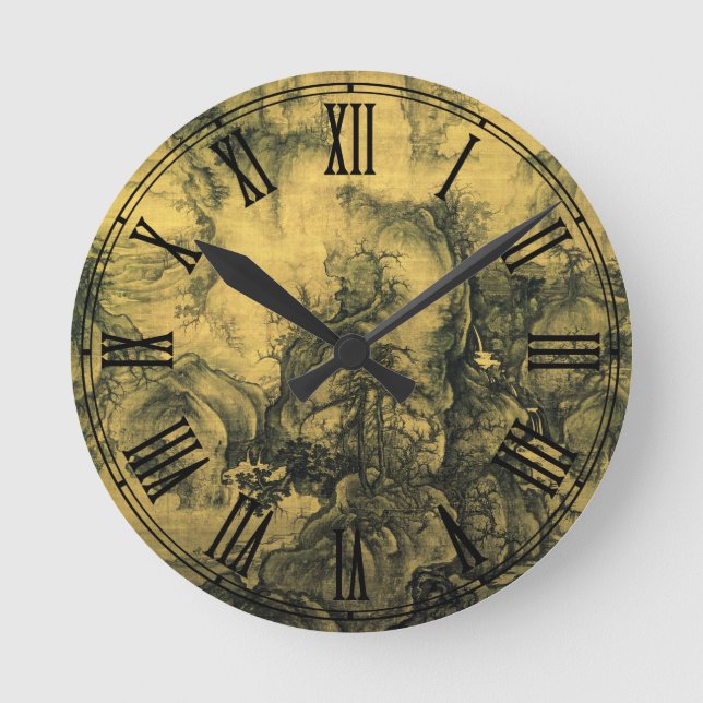 Early Spring & Guo Xi, Chinesische Kunst/Kaiserlic Runde Wanduhr (Vorderseite)