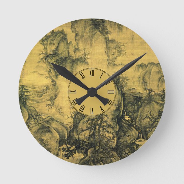 Early Spring & Guo Xi, Chinesische Kunst/Kaiserlic Runde Wanduhr (Vorderseite)