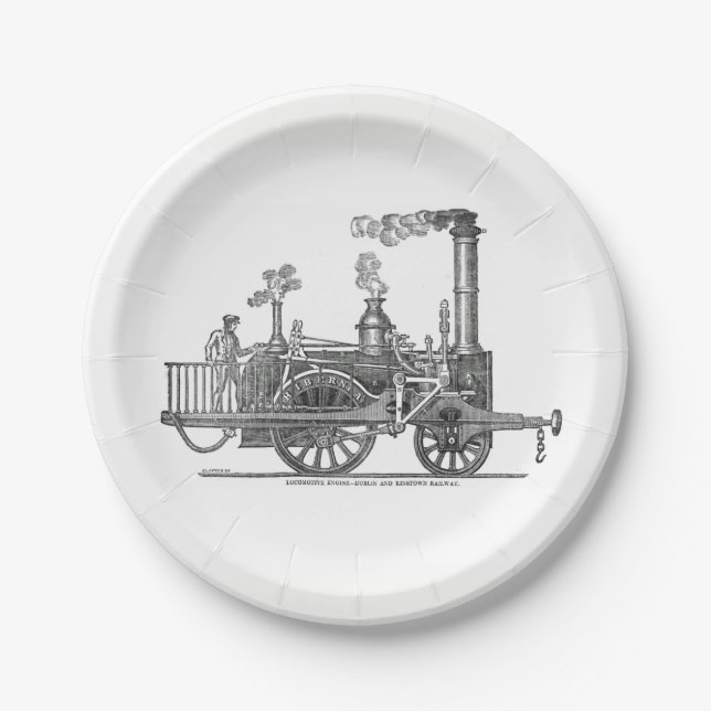 Early Steam Locomotive Pappteller (Vorderseite)