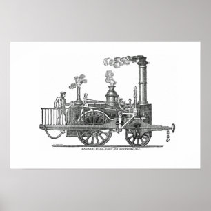 Early Steam Locomotive Poster