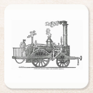 Early Steam Locomotive Rechteckiger Pappuntersetzer