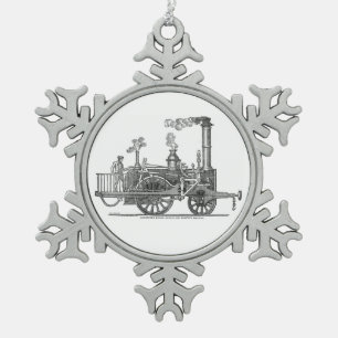 Early Steam Locomotive Schneeflocken Zinn-Ornament